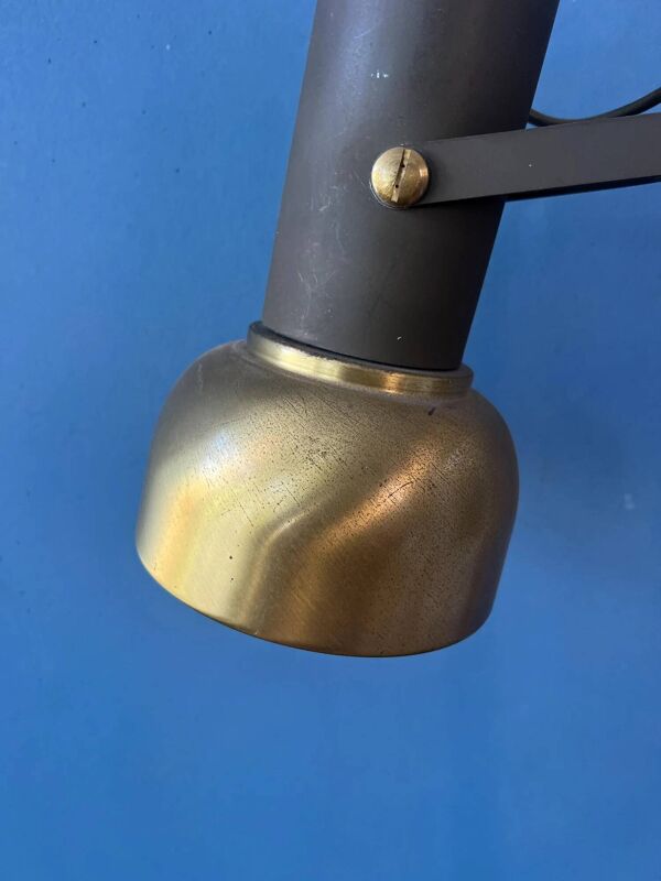Lampadaire vintage en laiton avec spot orientable