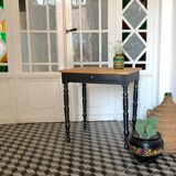 Wooden and black side table
