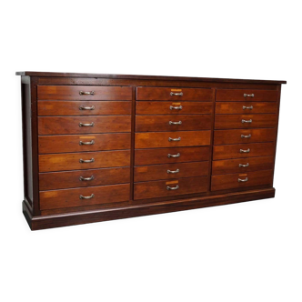 British Mahogany Apothecary Cabinet or Bank of Drawers, 1930s