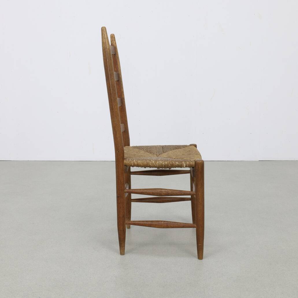 3x Ladder Chair in Oak & Rush, 1960s
