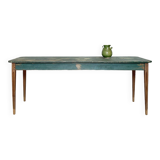 Vintage farm table with spindle legs.