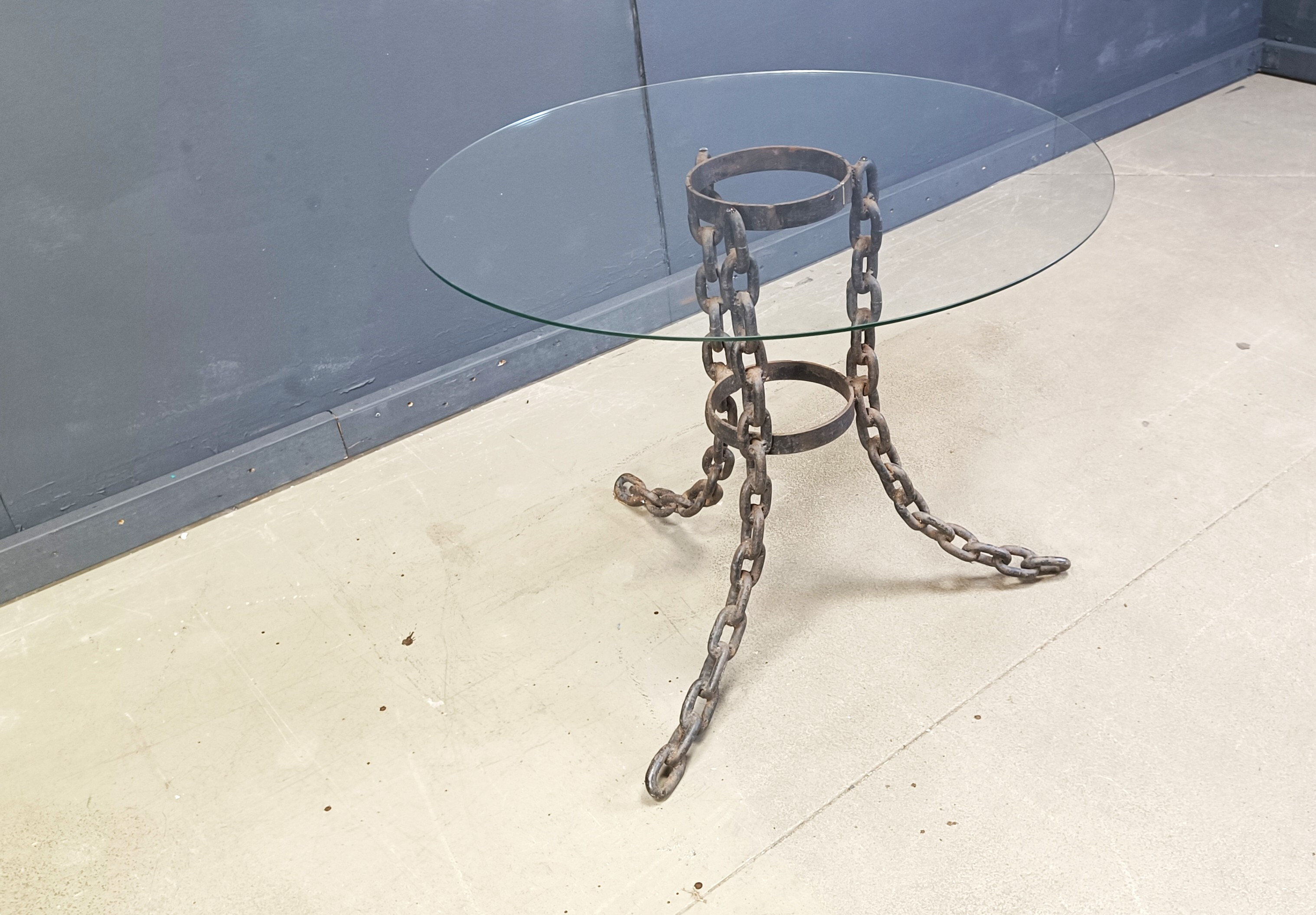 Brutalist chain link coffee table or side table, 1970s