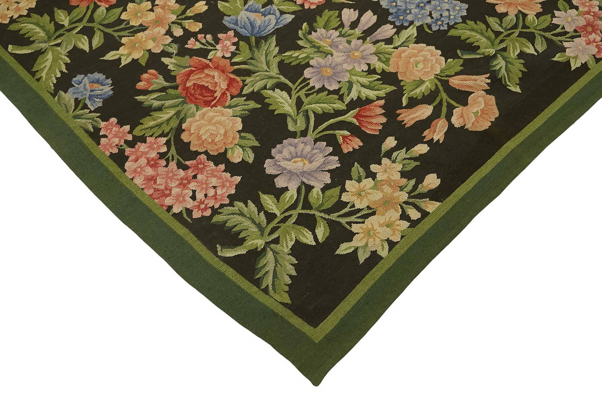 Handmade European Vintage Aubusson Kilim 235 cm x 310 cm