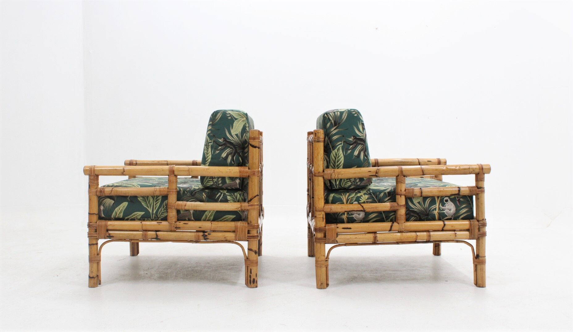 Vintage rattan armchairs Vivai del Sud 1970s , set of 2