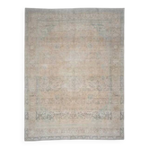 1970s Vintage Persian Handmade Wool Cotton Light Tan Area Rug 286x390