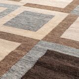 Scandinavian post modern flat weave rug by Curt Fors, signed.