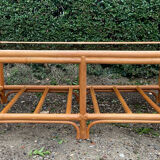Vintage rattan and smoked glass coffee table