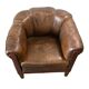 Set of 2 vintage Art Deco individual armchairs/seats in cognac leather.