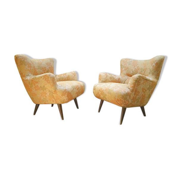 Paire de fauteuils design organique vintage années 50 60