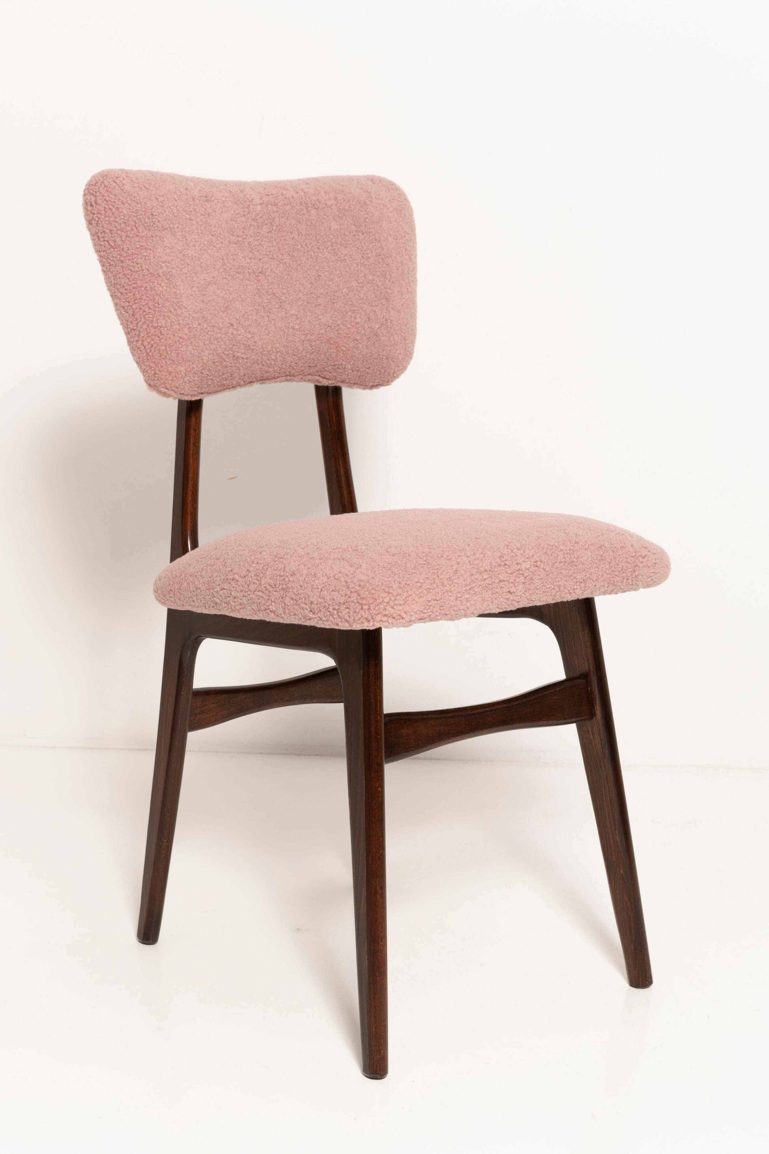 "Butterfly" dining chair in pink boucle, Europe, 1960s