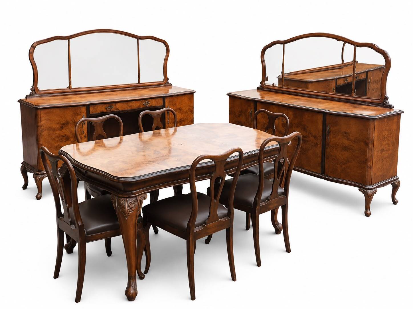 Classic Chippendale Dining Room Suite, Italy, Early 20th Century, Walnut