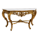 Important console in carved gilded wood – Marble top – Louis XV style