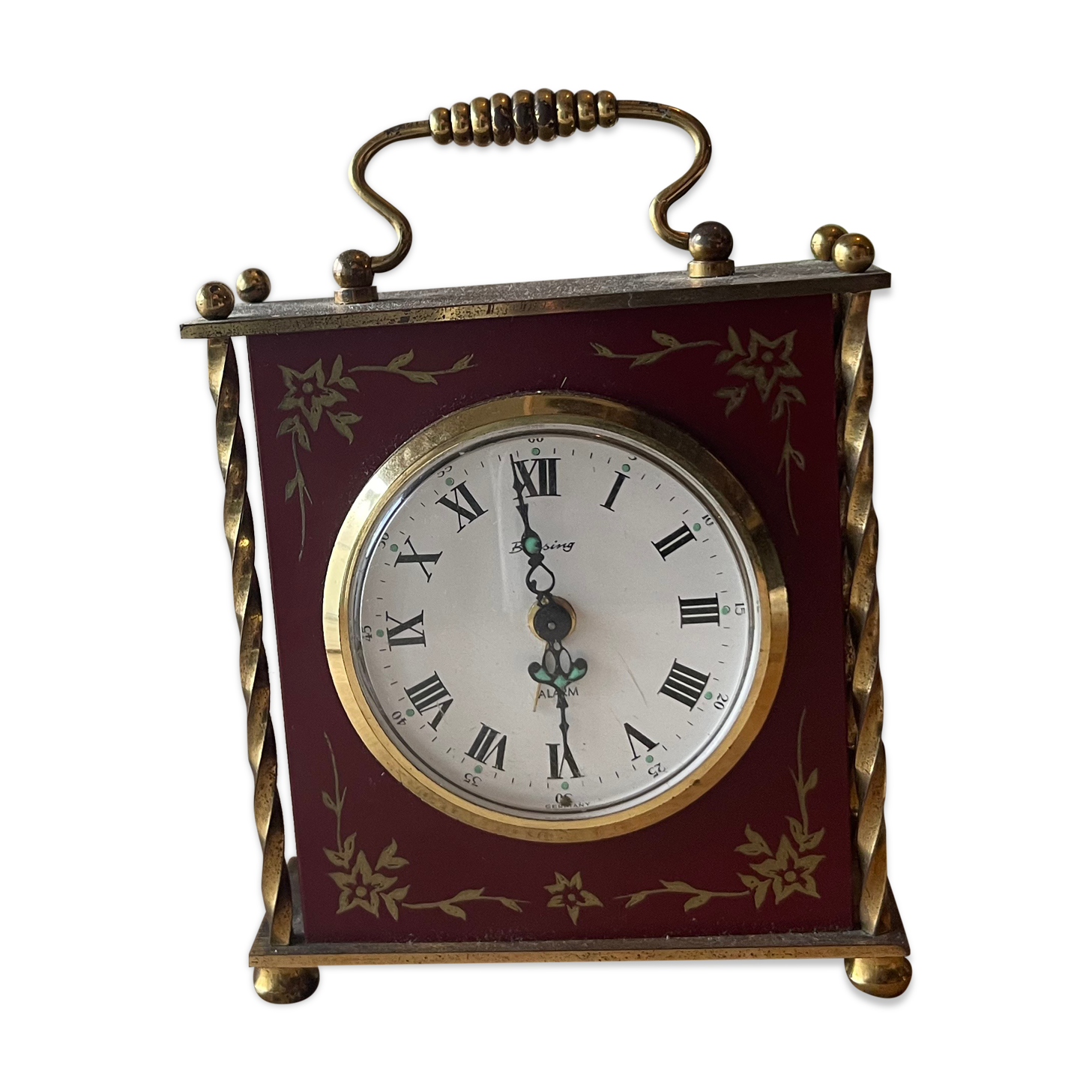 Old alarm clock to go back year 60 blessing west Germany in wood and metal