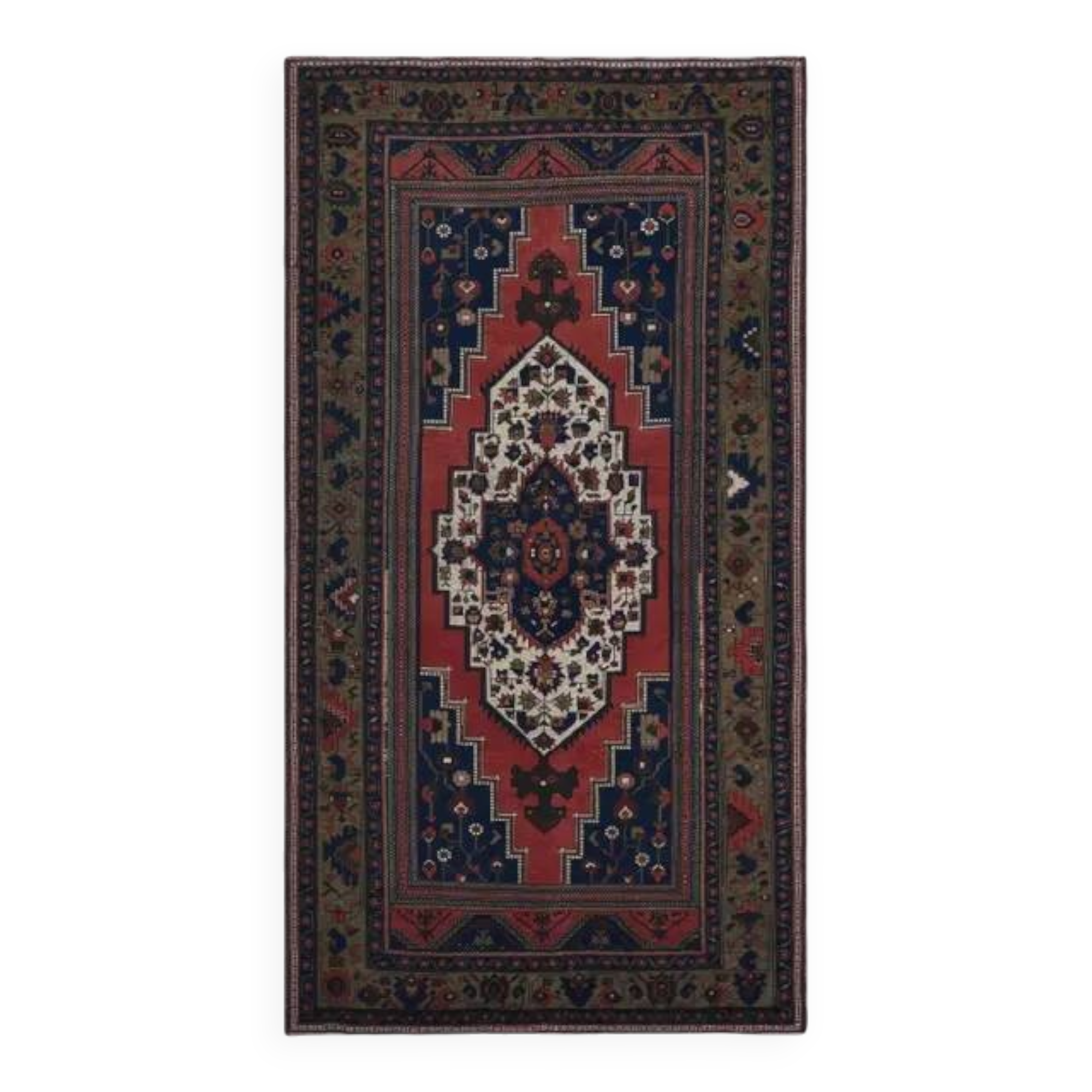 1970s Vintage Turkish Handmade Wool Red Oversized Area Rug 181x343