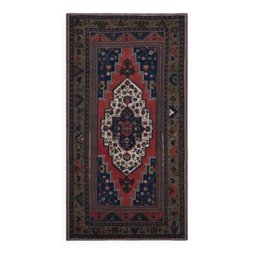 Tapis d'aire vintage turc fait main en laine rouge surdimensionné 181x343 des années 1970