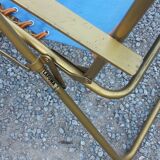 Set of 3 vintage lafuma sun loungers canvas and tubes + table