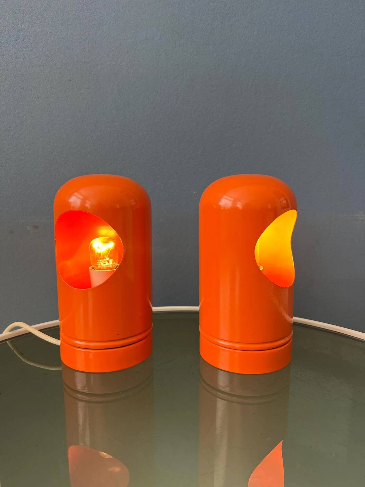 Set (2) of vintage orange table lamps