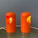 Ensemble (2) de lampes de table orange vintage
