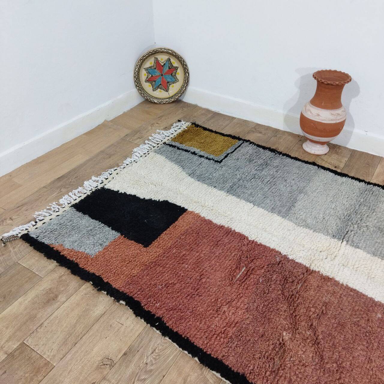 Handmade wool Berber rug 250x140 cm