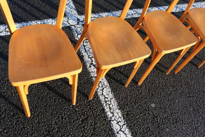 Set of 6 Baumann light beech bistro chairs model N°24