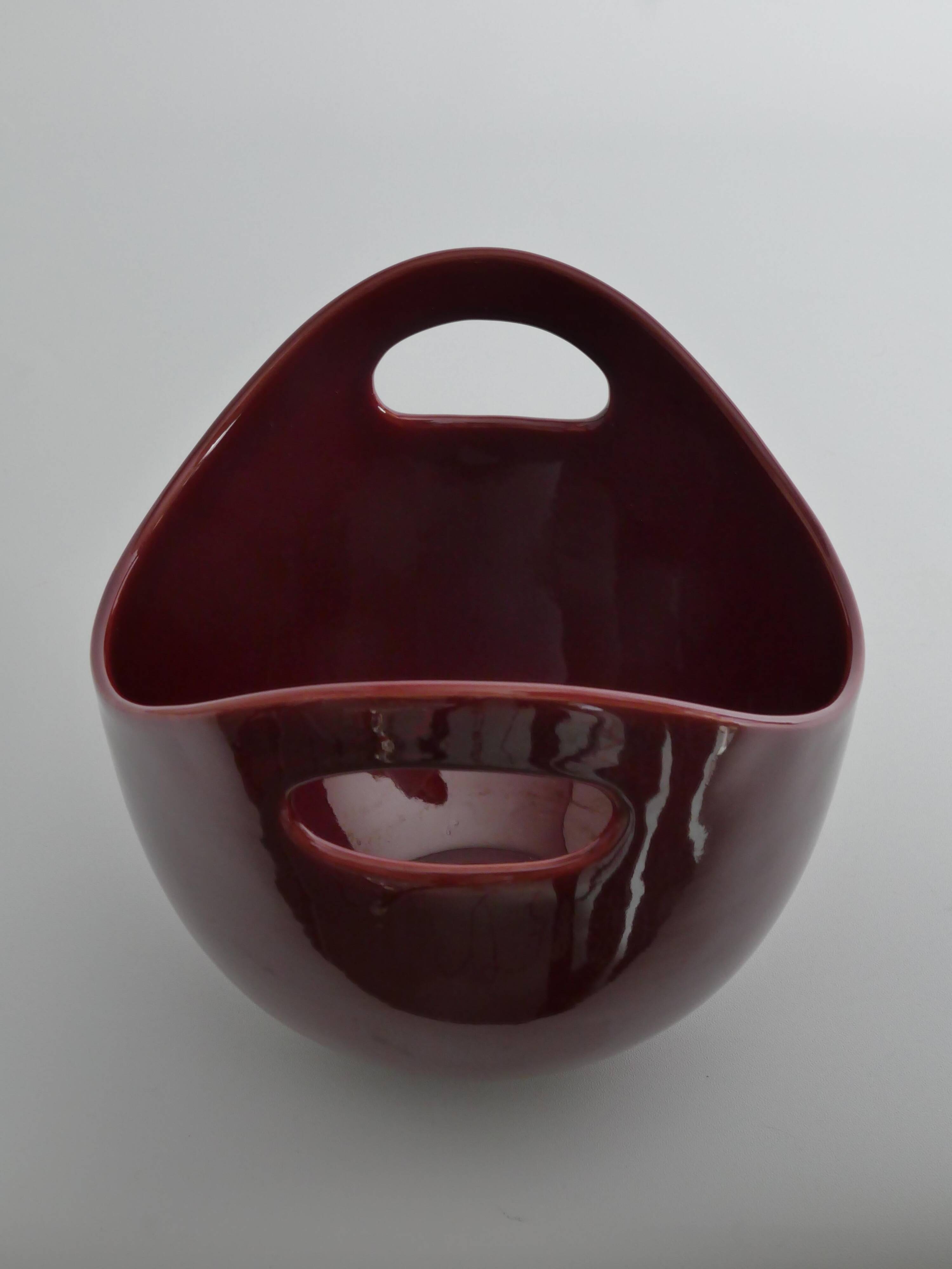 Scandinavian Modern Merlot Red Stoneware Bowl by SYCO, Sweden, 1950s