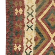 Vintage handmade afghan kilim, flat-woven brown wool geometric rug- 97x198cm