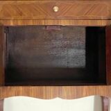 Ancien Chevet Table de Nuit Style Louis XV - Bois & Cuir