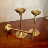 Suite de 3 bougeoirs en laiton vintage