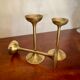 Suite of 3 vintage brass candle holders