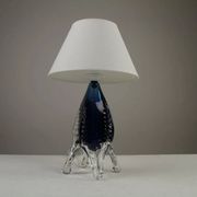 Blue & Crystal Art Glass Table Lamp — Sweden, circa 1955–1965