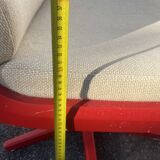 Set of 4 vintage 1970s swivel chairs in red and beige.