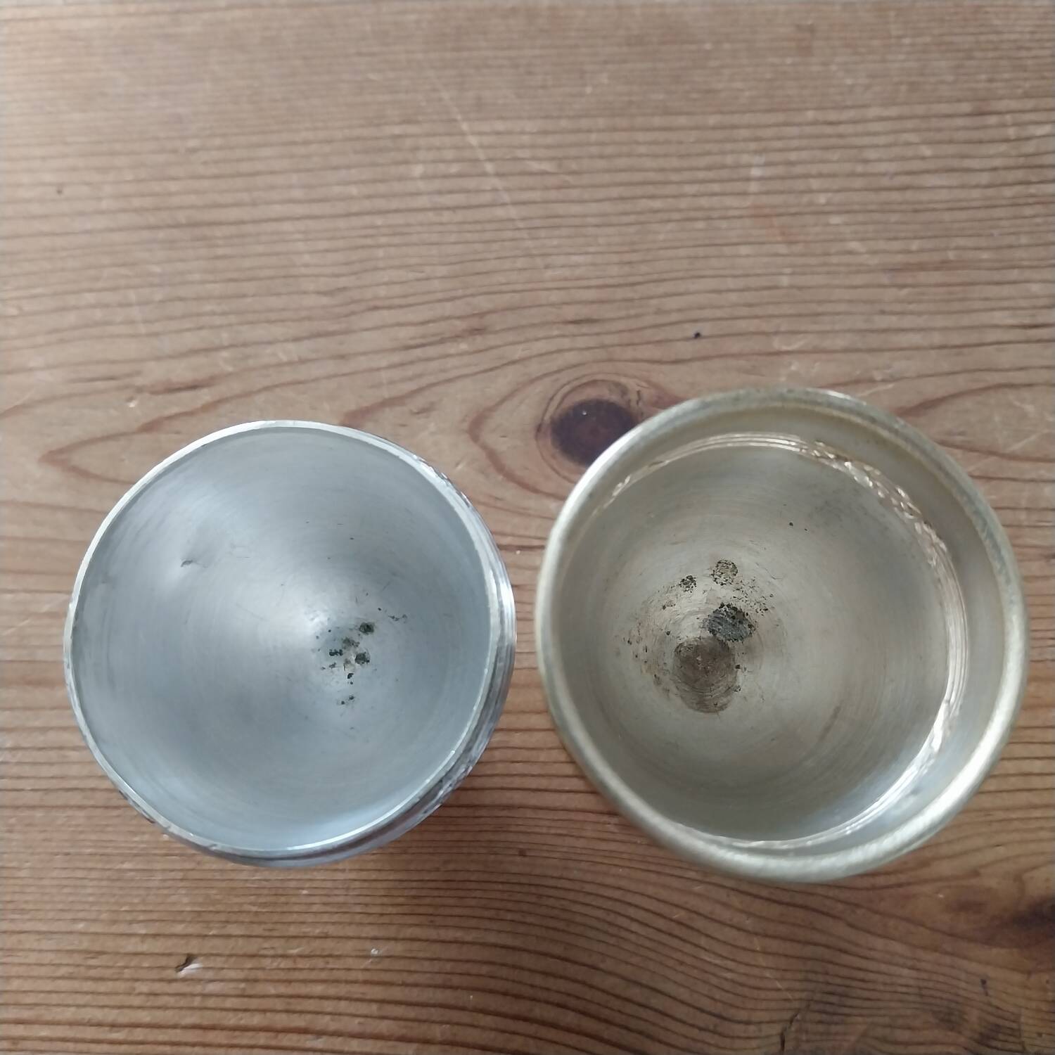 Antique egg cups on silver-plated metal stand