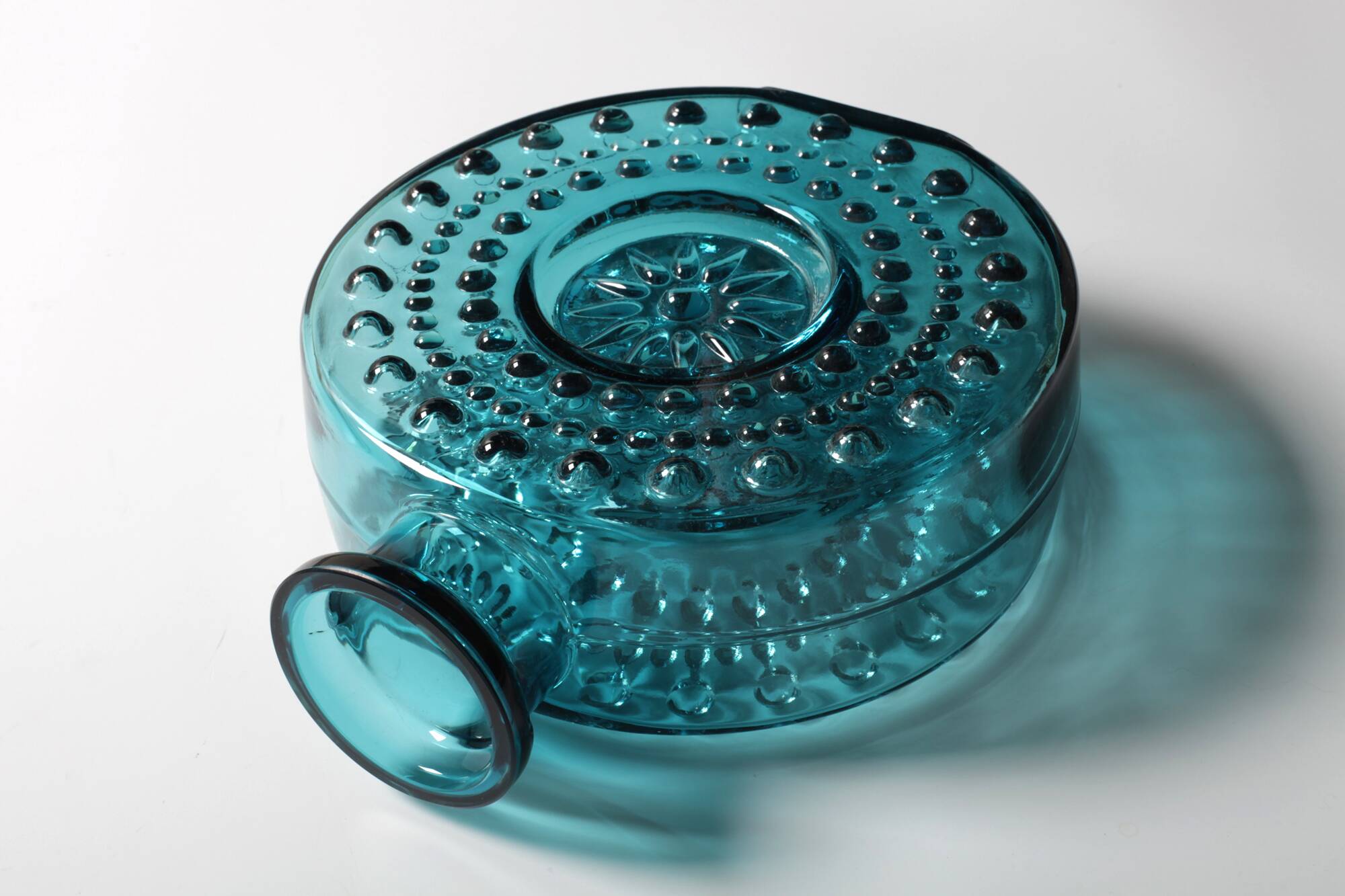 Teal Sunburst Blue Bubble Glass Vase / Erich Jachmann for WMF / 1960s