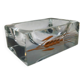 1960s rectangular ashtray or catch-all in Murano glass by Pagnin & Bon with handcrafted 24k gold finishing. Made in Italy.