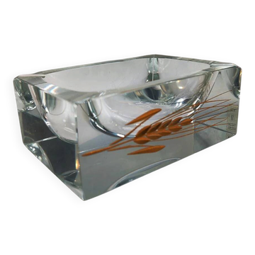 1960s rectangular ashtray or catch-all in Murano glass by Pagnin & Bon with handcrafted 24k gold finishing. Made in Italy.