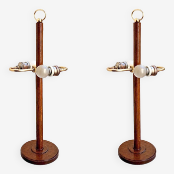 2x Scandinavian Table Lamps Teak & Brass, 1960s