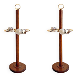 2x Scandinavian Table Lamps Teak & Brass, 1960s