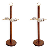 2x Scandinavian Table Lamps Teak & Brass, 1960s