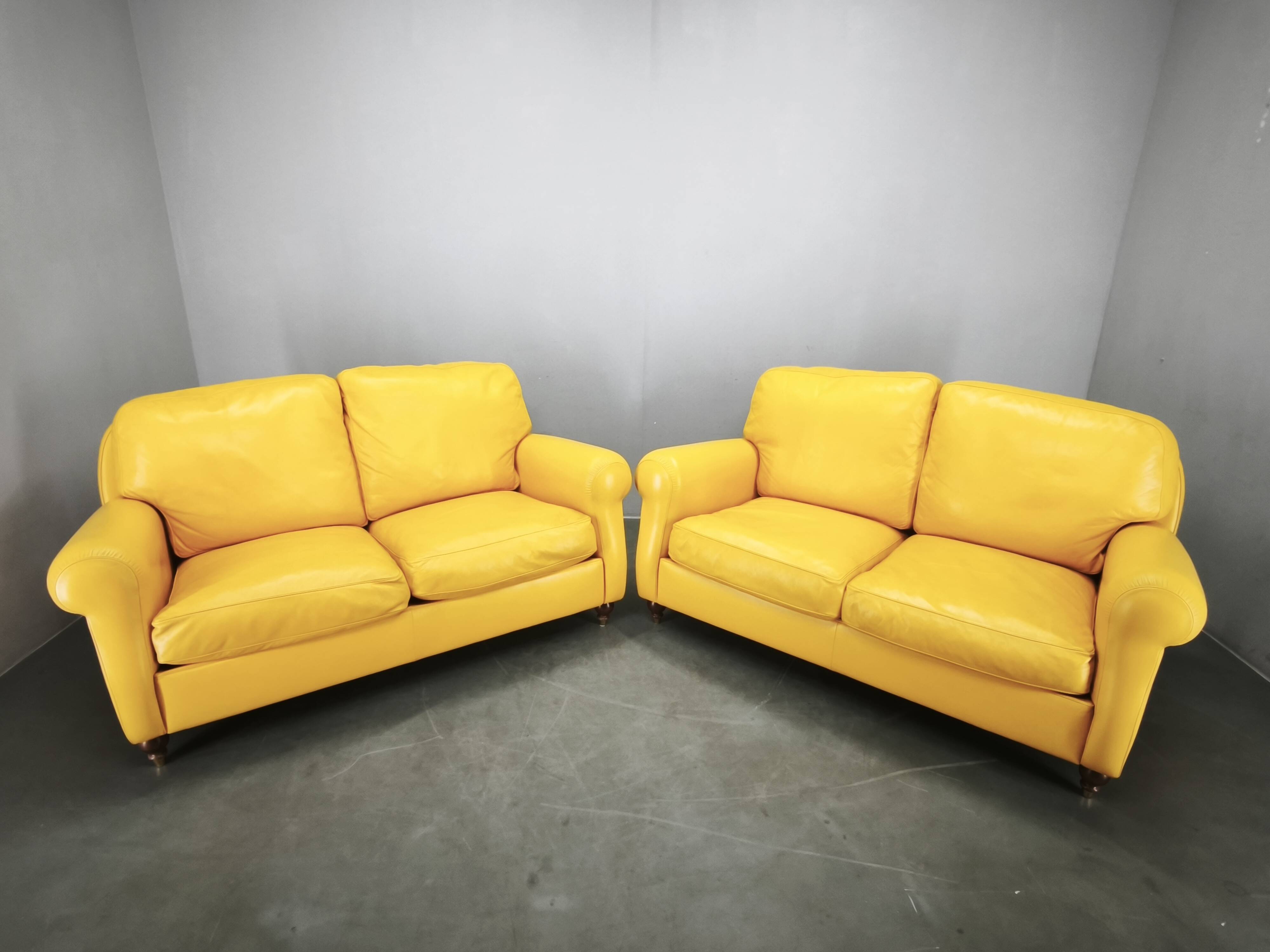 Pair of Poltrona Frau George Leather Sofas, Italy, 1992