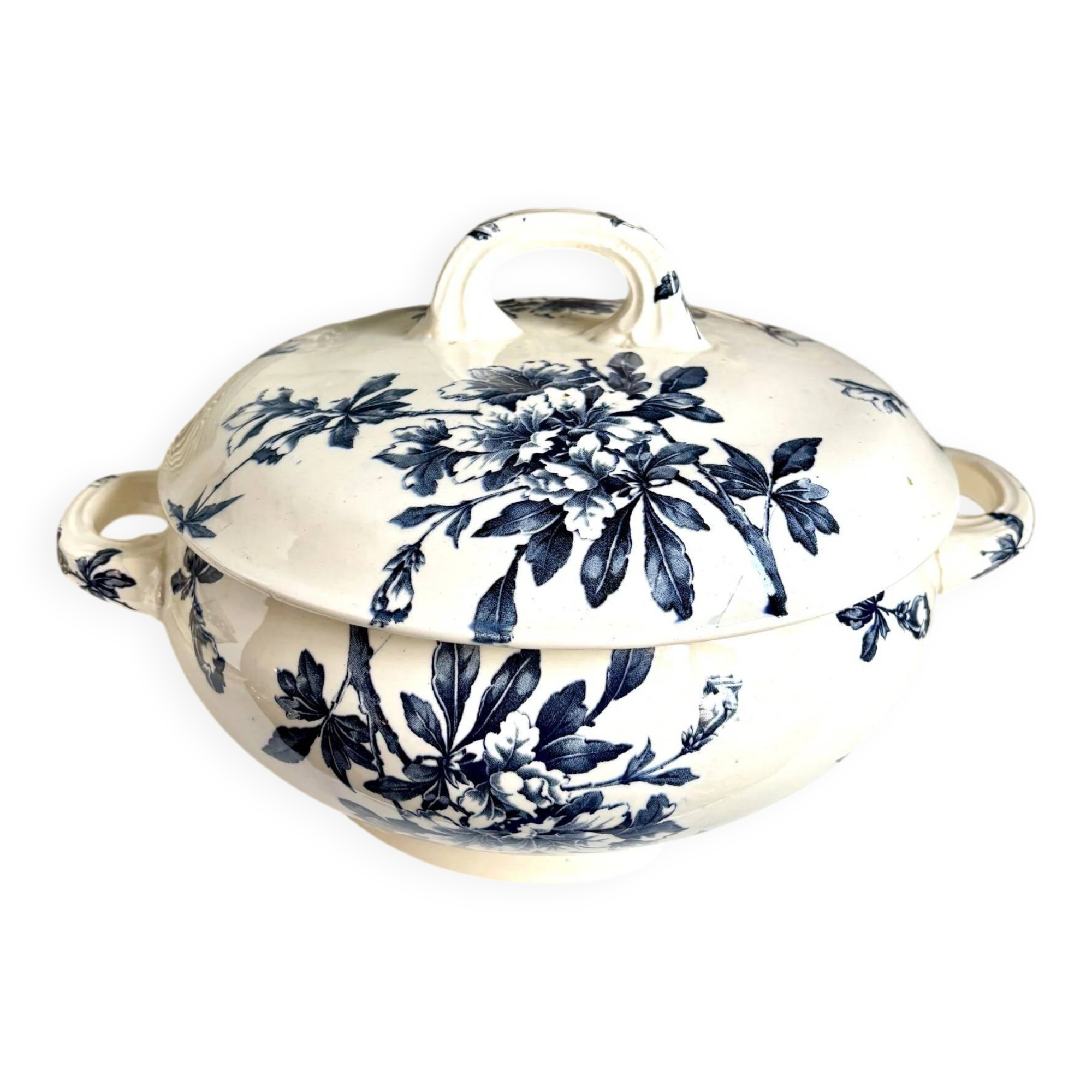 Lunéville blue ironstone tureen, "Azaléa" service