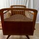 Baby bed rattan and wood vintage 50s