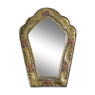 Ethnic mirror in brass and copper, vintage.