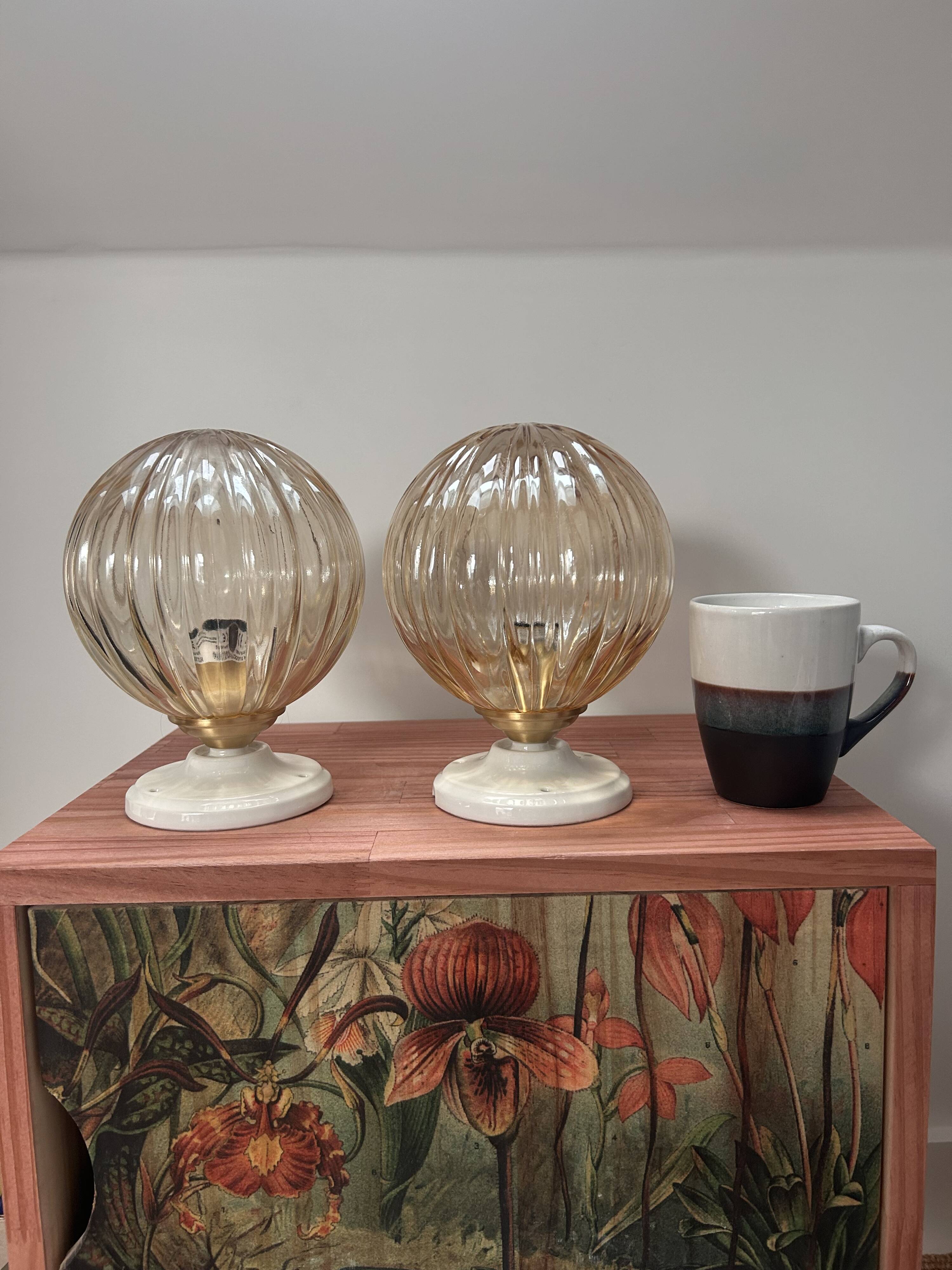 Pair of vintage globe wall lights