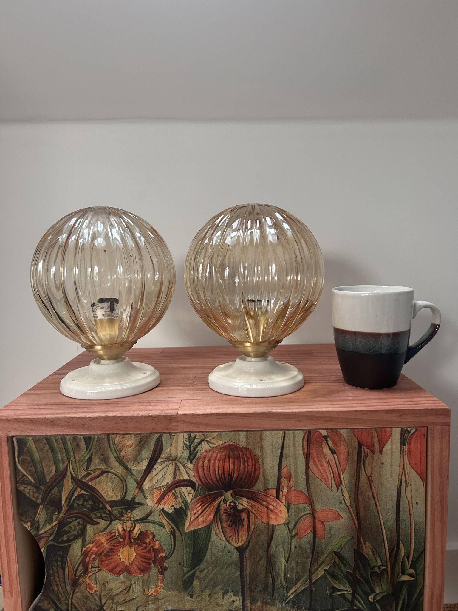 Pair of vintage globe wall lights