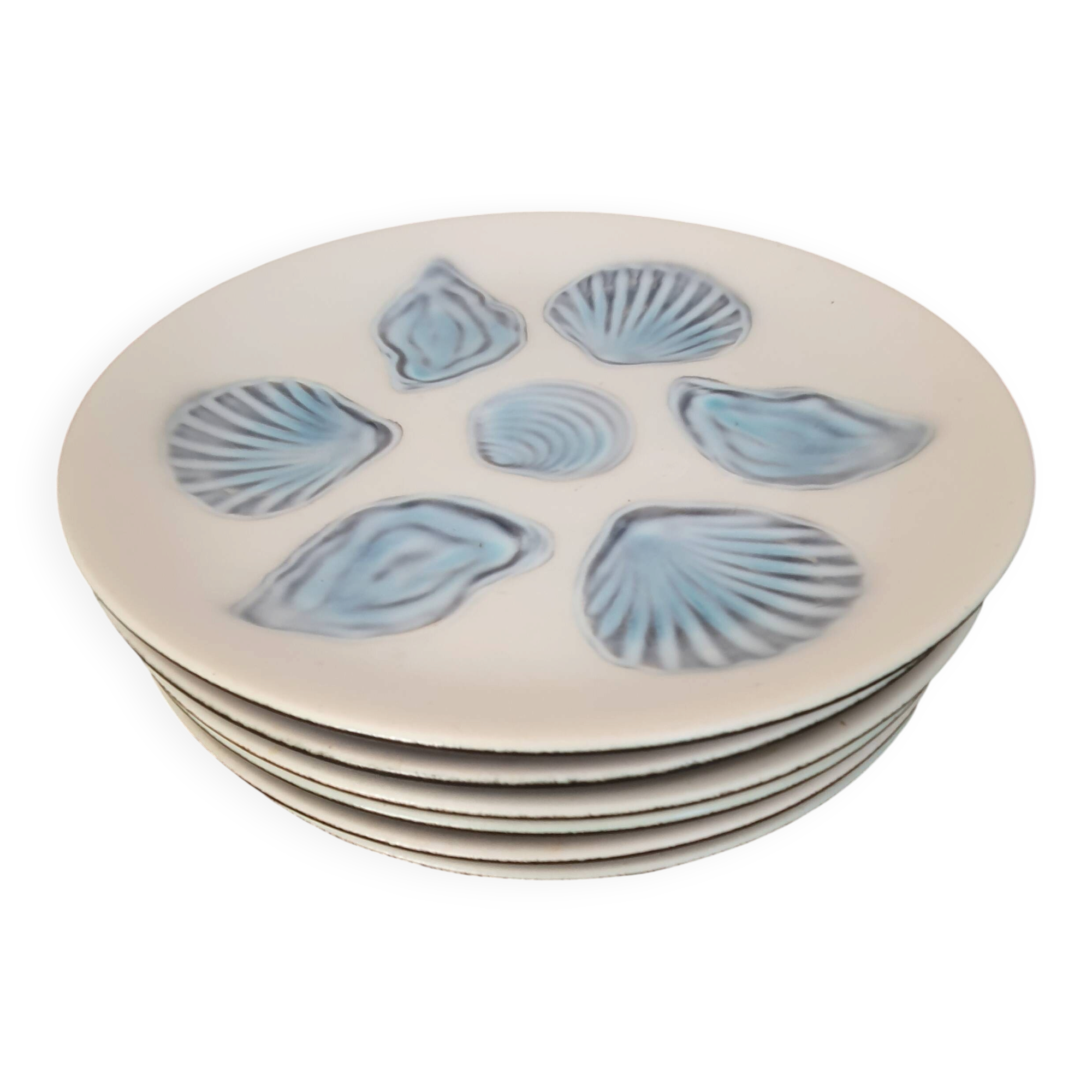 6 ceramic oyster and shell plates