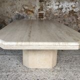 Large octagonal coffee table in 70s/80s travertine