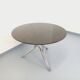 Vintage dining table in smoked glass plexiglass and chrome metal.
