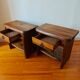 Pair of solid elm bedside tables, France 1970.
