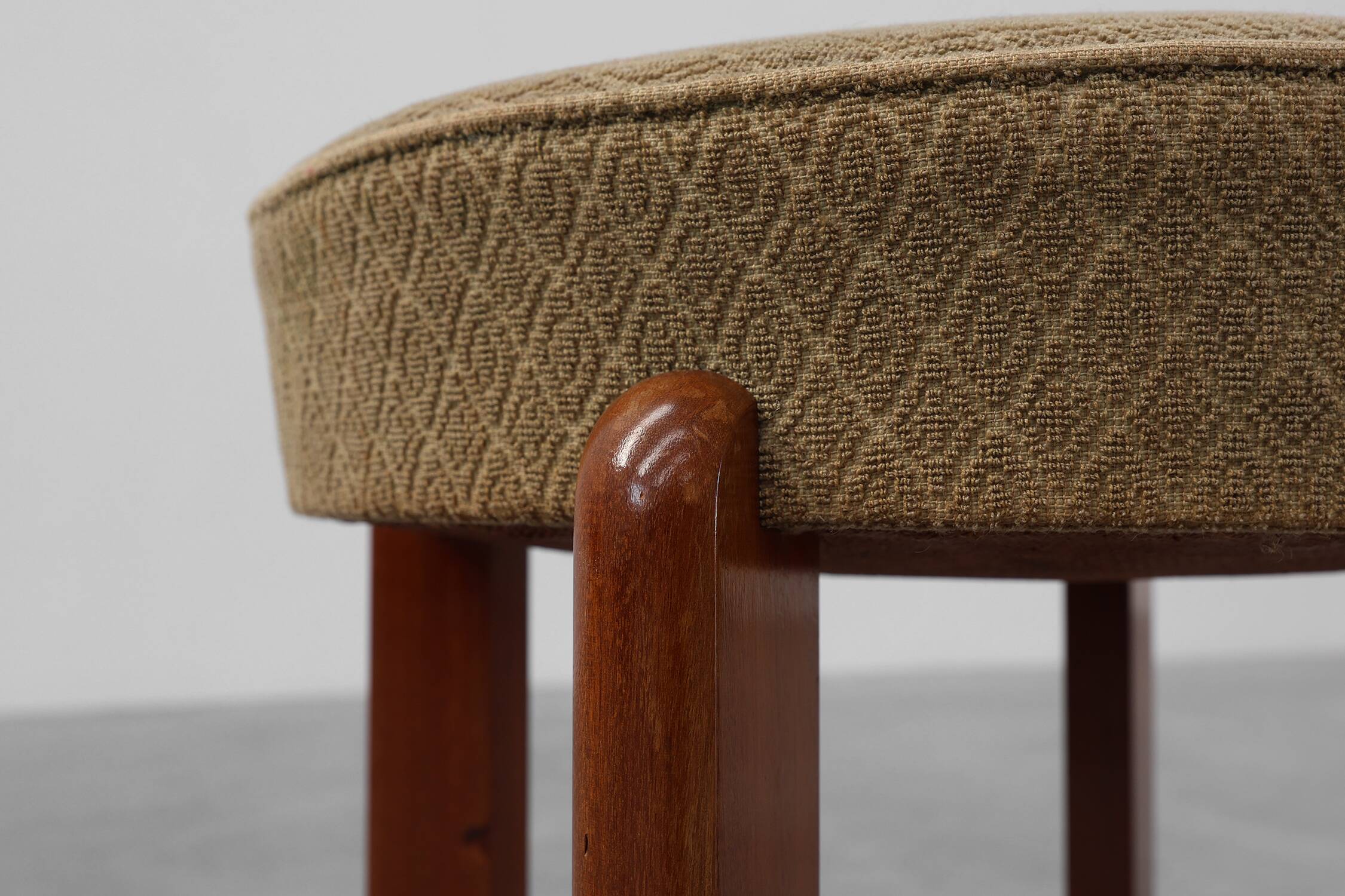 Art Deco stool in wood with original fabric, France ca. 1920