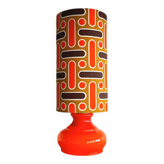 Lampe opaline orange Naxos - tissu vintage années 70